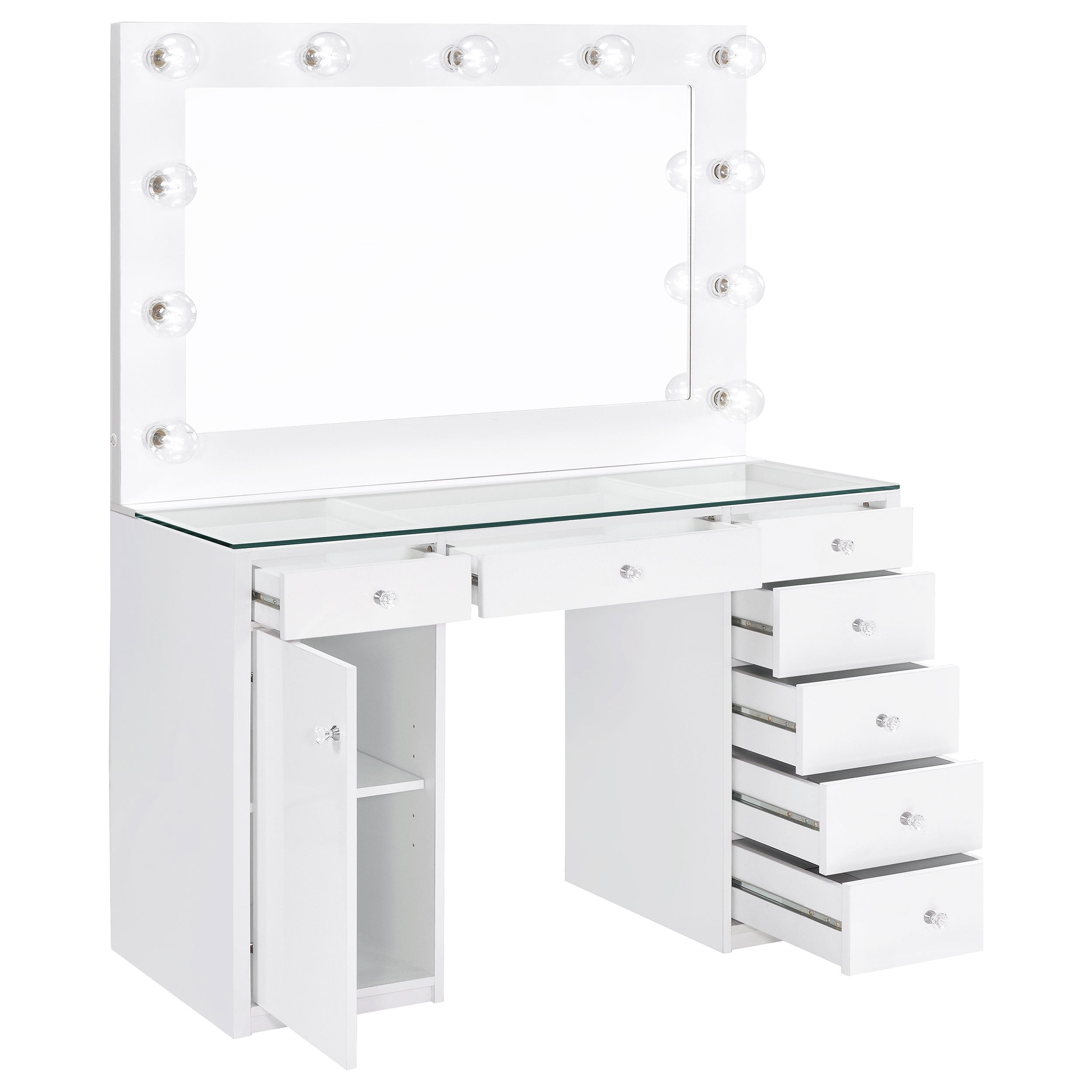 Acena 7-drawer Vanity Set with ing High Gloss