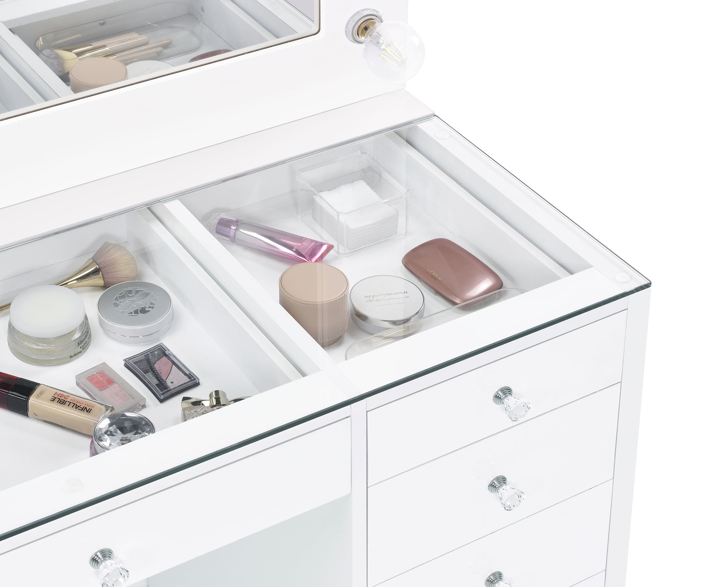Acena 7-drawer Vanity Set with ing High Gloss