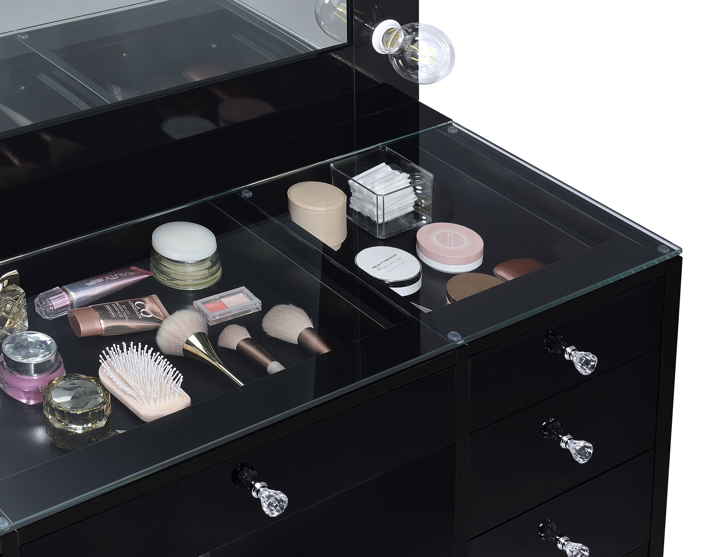 Acena 7-drawer Vanity Set with ing High Gloss