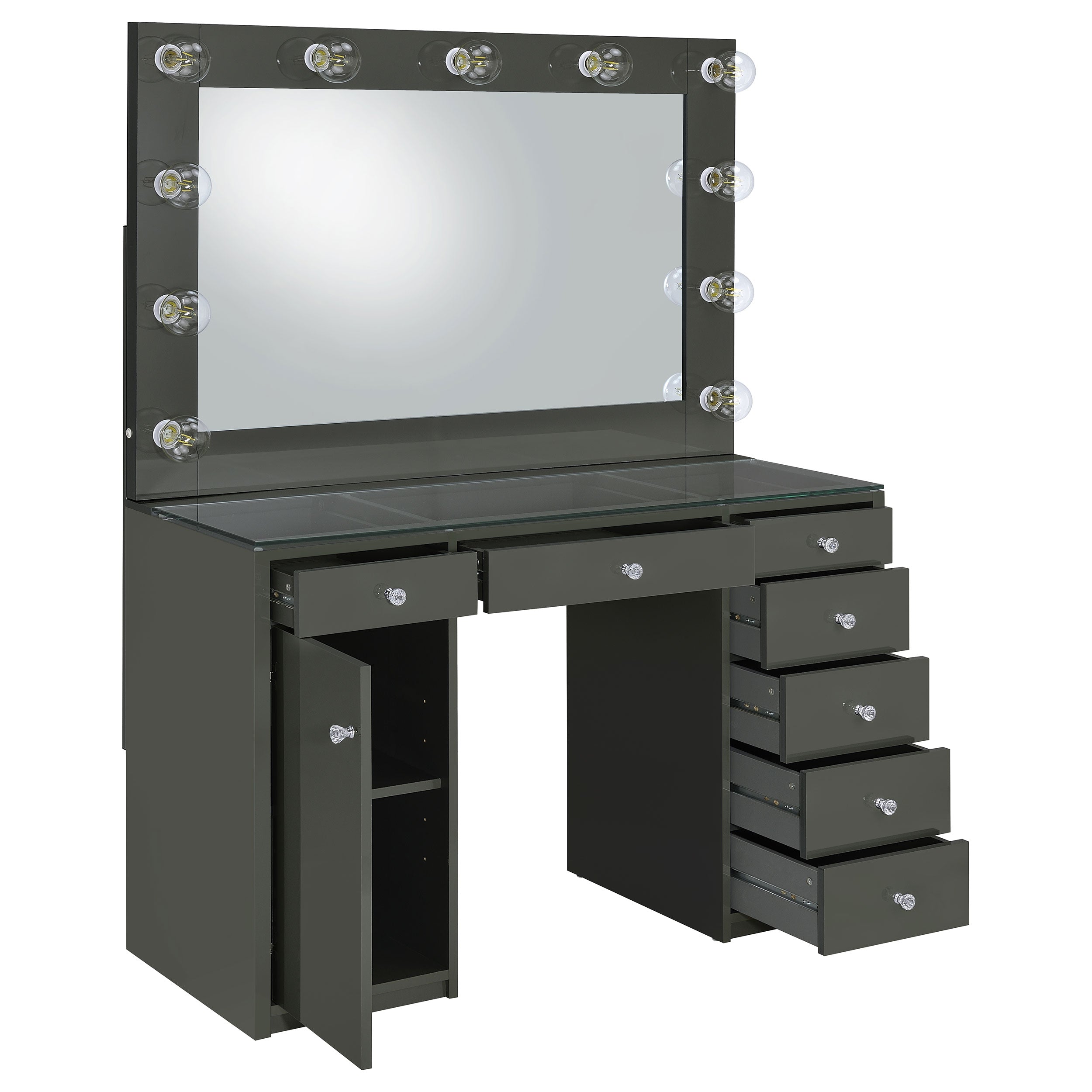 Acena 7-drawer Vanity Set with ing High Gloss