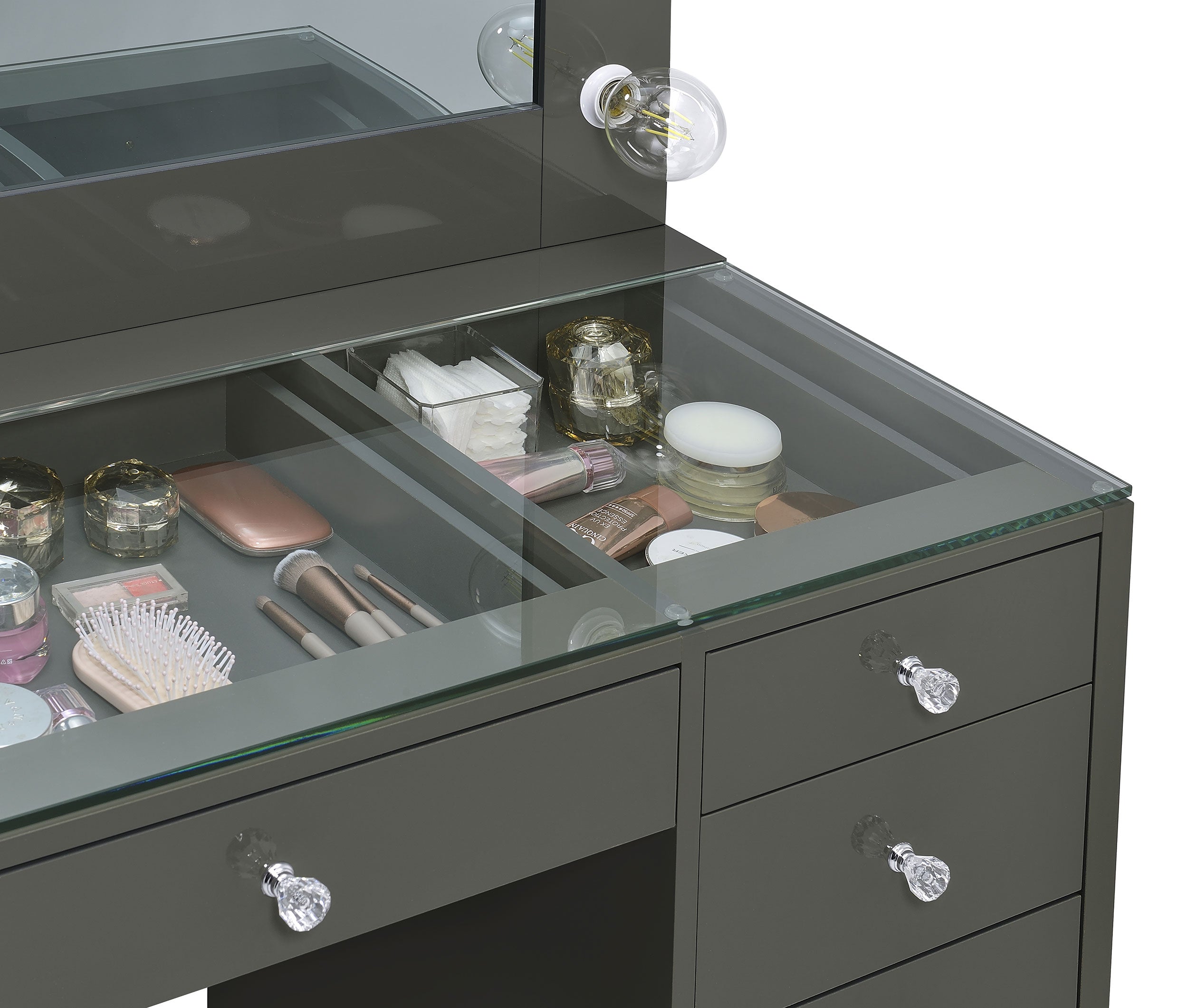 Acena 7-drawer Vanity Set with ing High Gloss