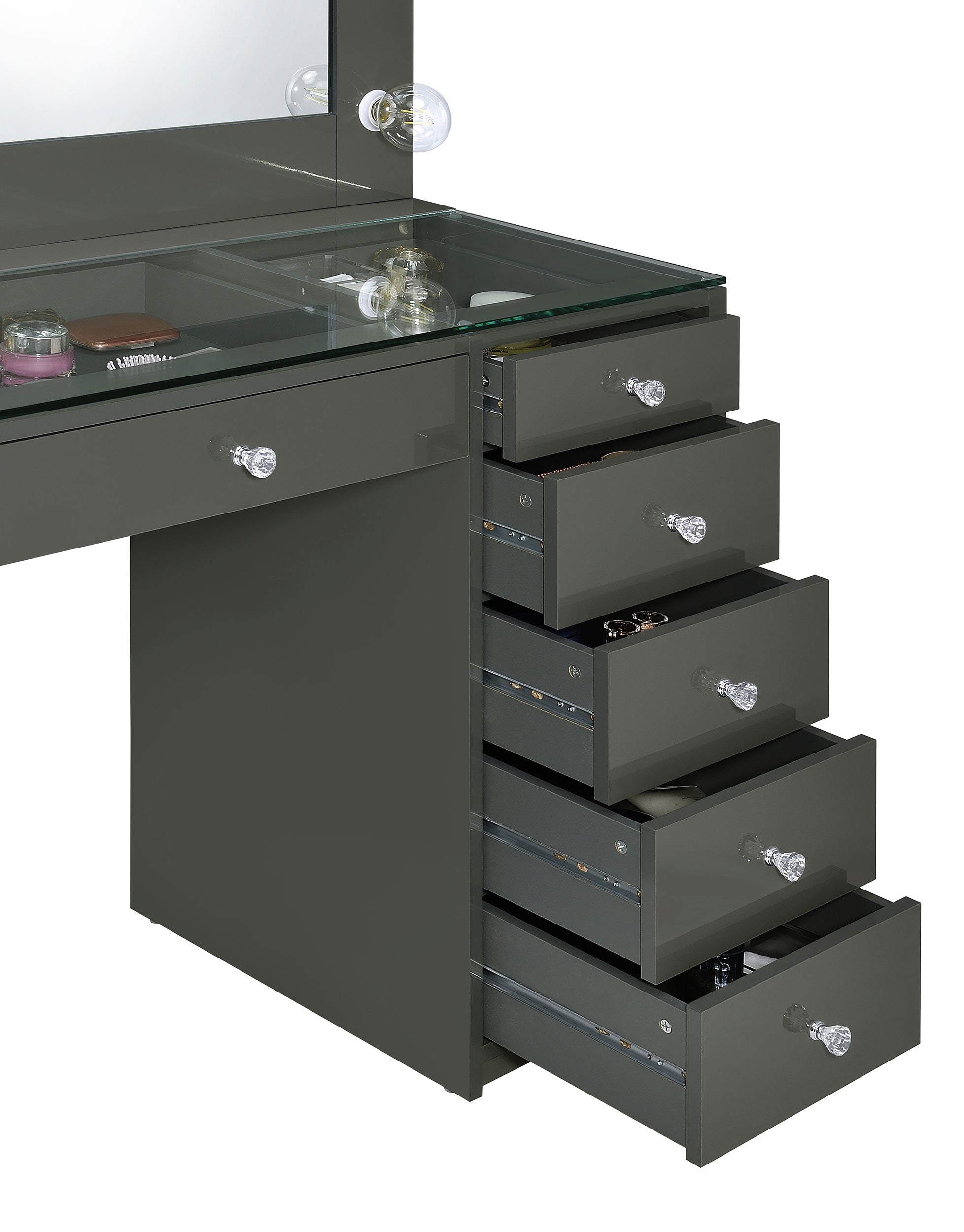 Acena 7-drawer Vanity Set with ing High Gloss