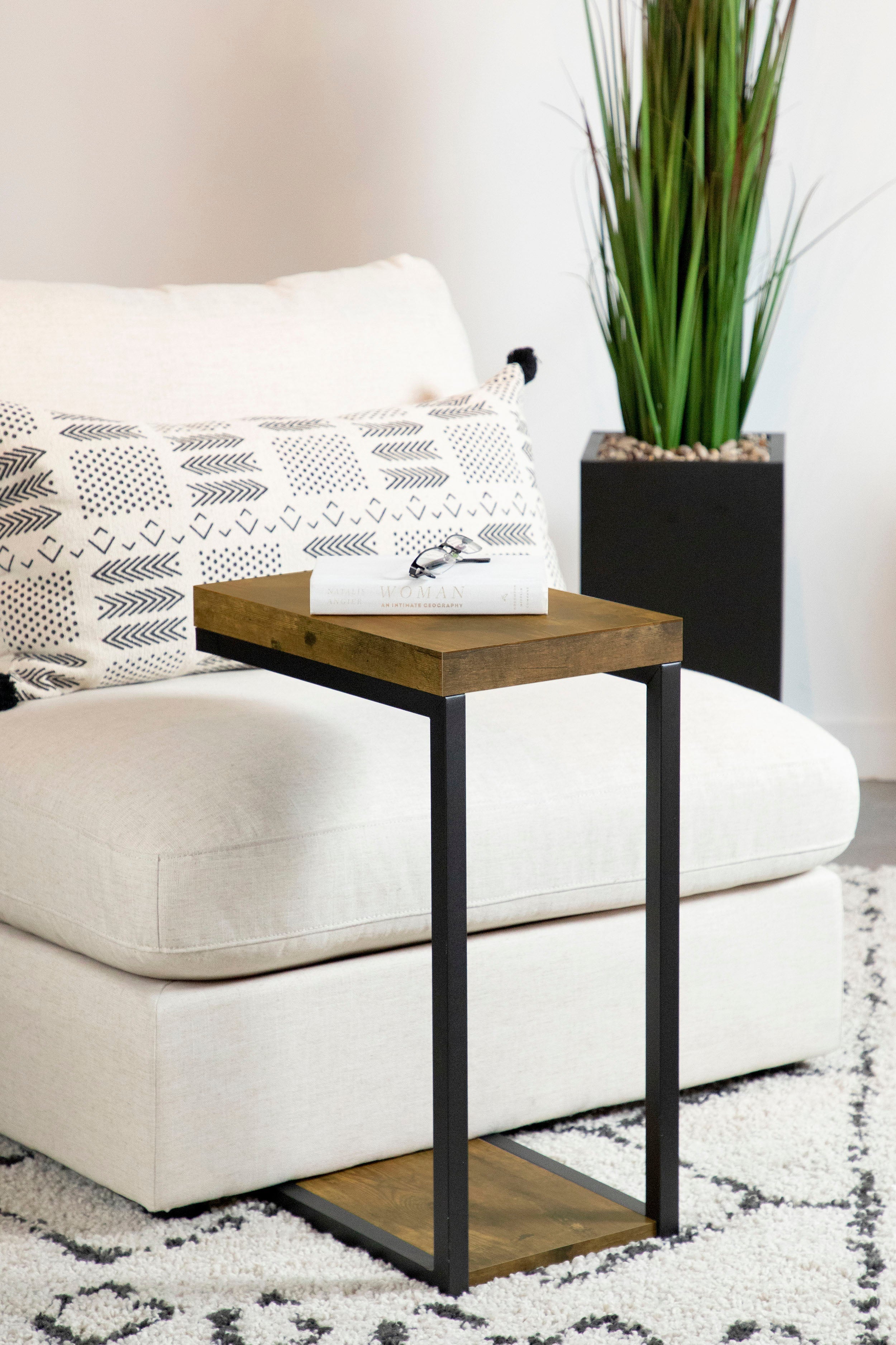 Beck Engineered Wood C-Shape Sofa Side Table