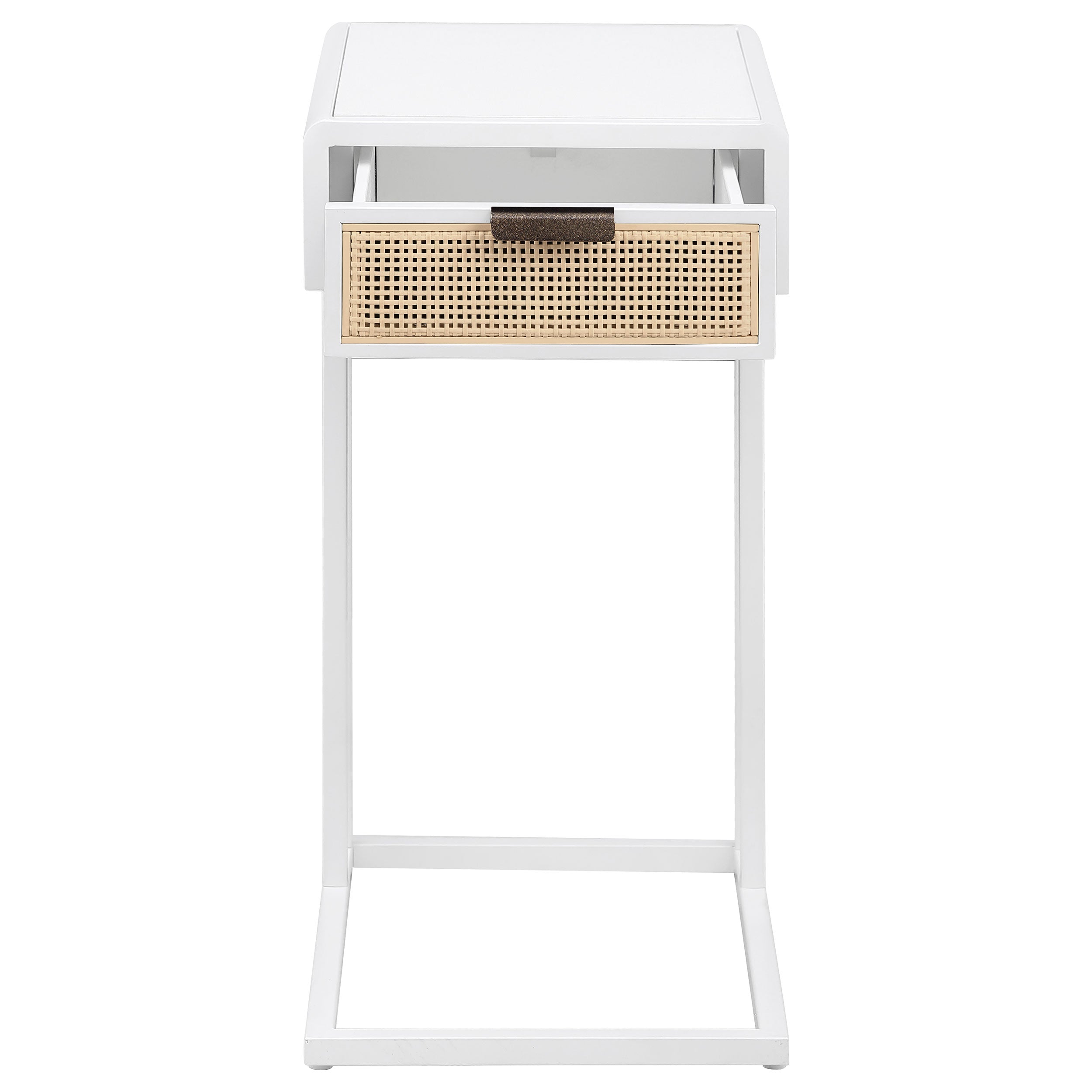 Amherst 1-drawer Radio Weave Cane Metal Side Table