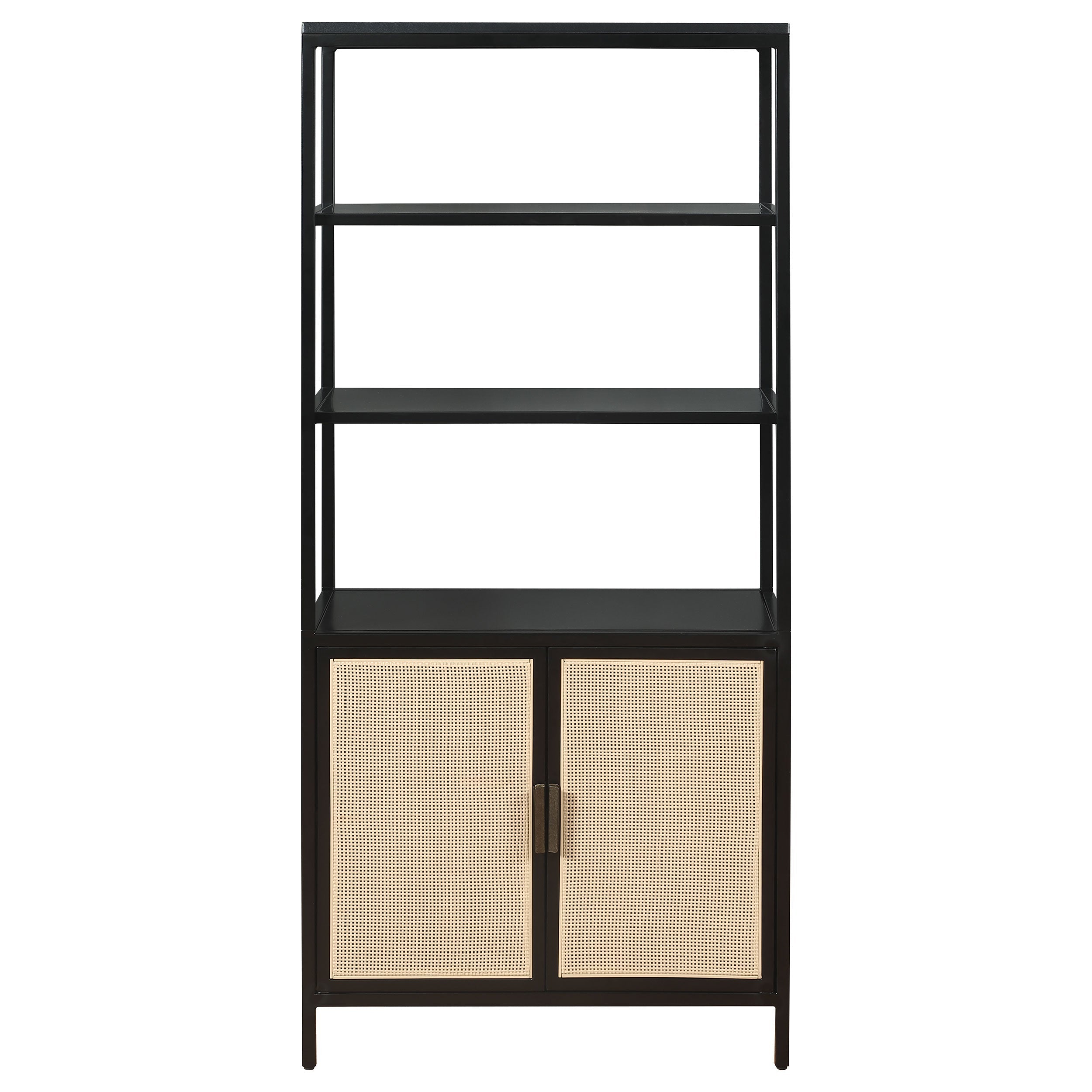 Amherst 3-shelf Radio Weave Cane Metal Accent Cabinet