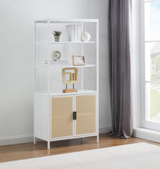 Amherst 3-shelf Radio Weave Cane Metal Accent Cabinet