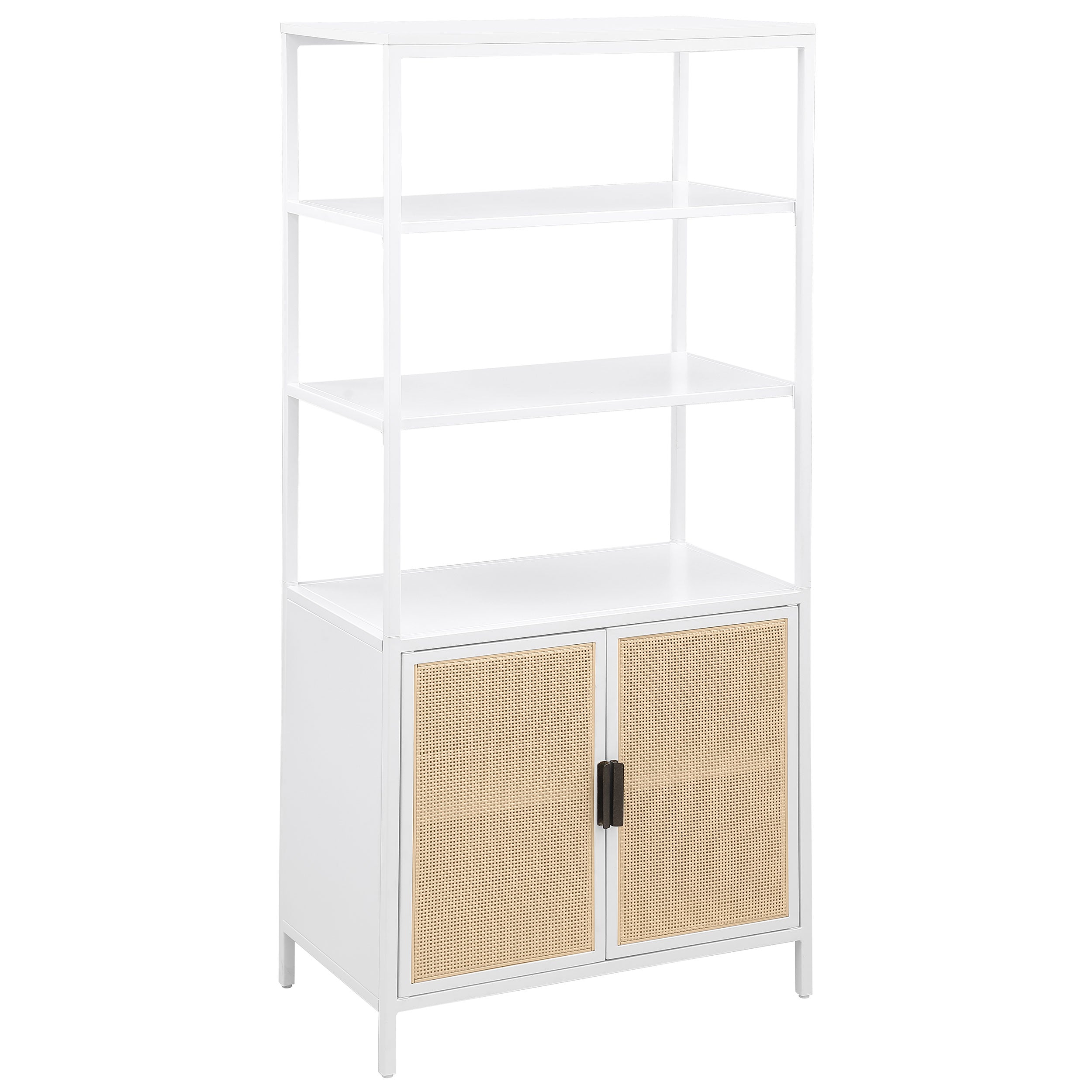 Amherst 3-shelf Radio Weave Cane Metal Accent Cabinet