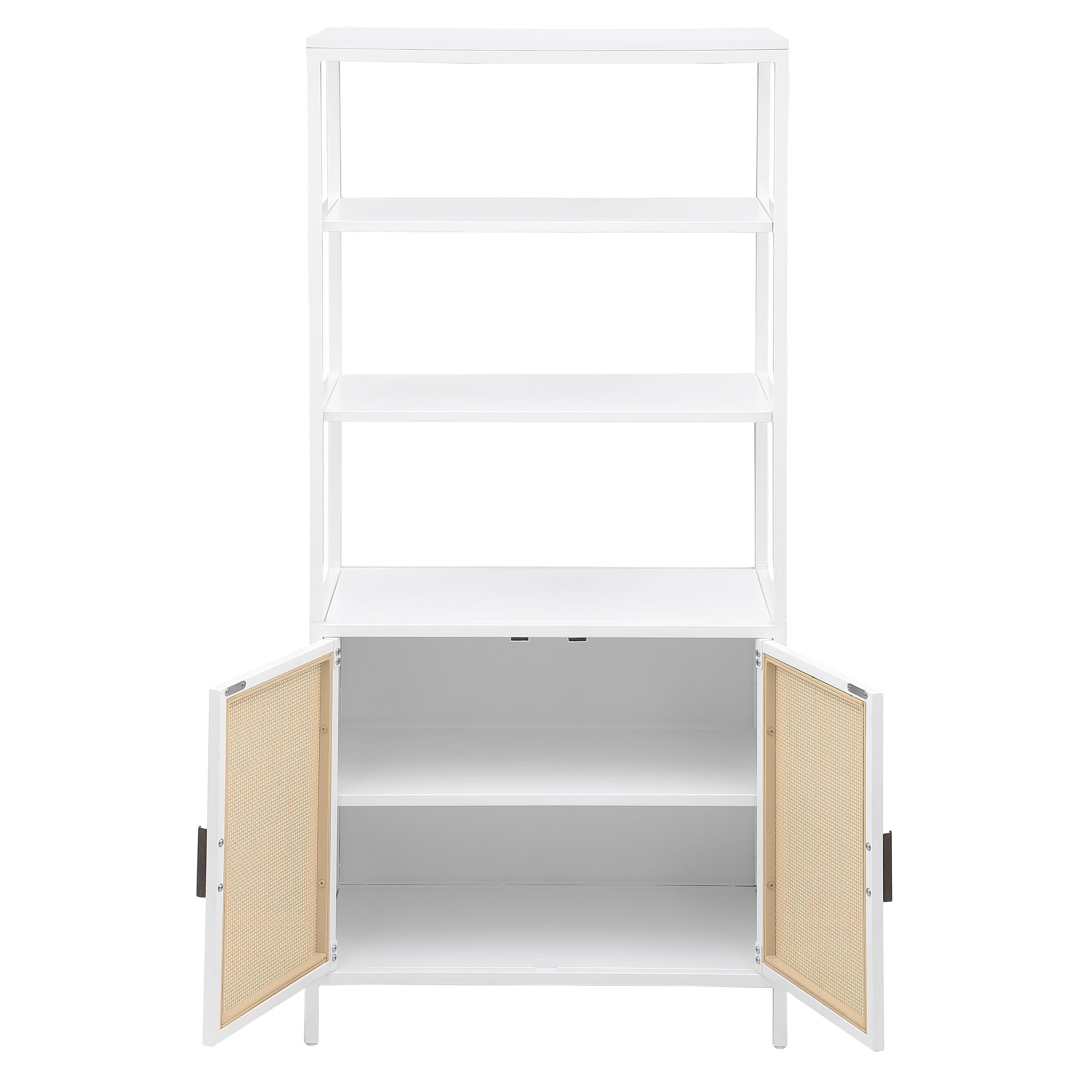 Amherst 3-shelf Radio Weave Cane Metal Accent Cabinet