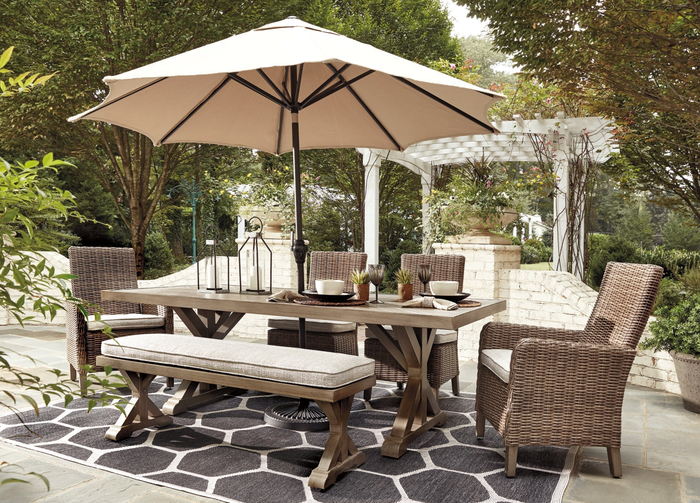 Beachcroft RECT Dining Table with Umbrella Option