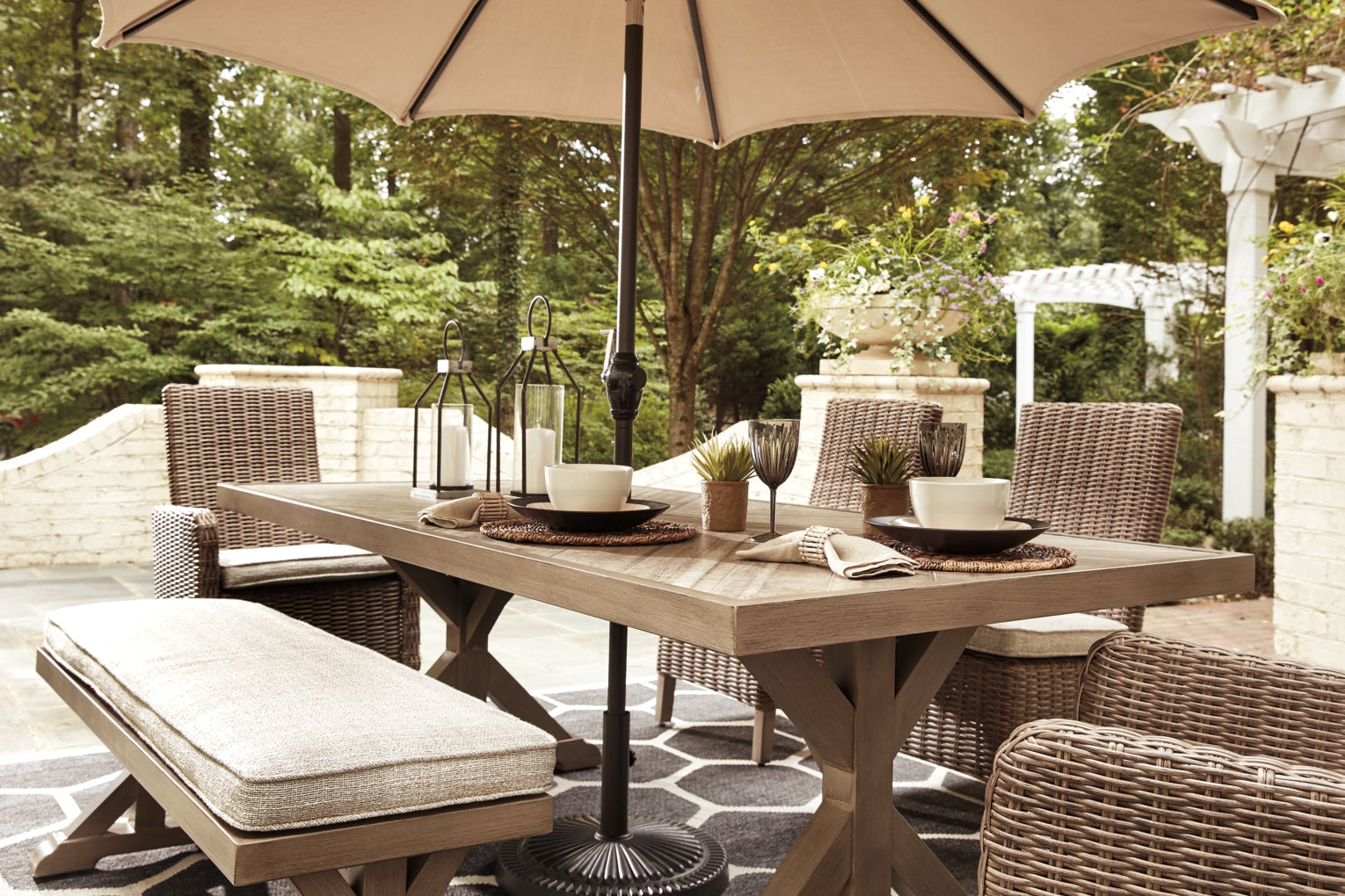 Beachcroft RECT Dining Table with Umbrella Option