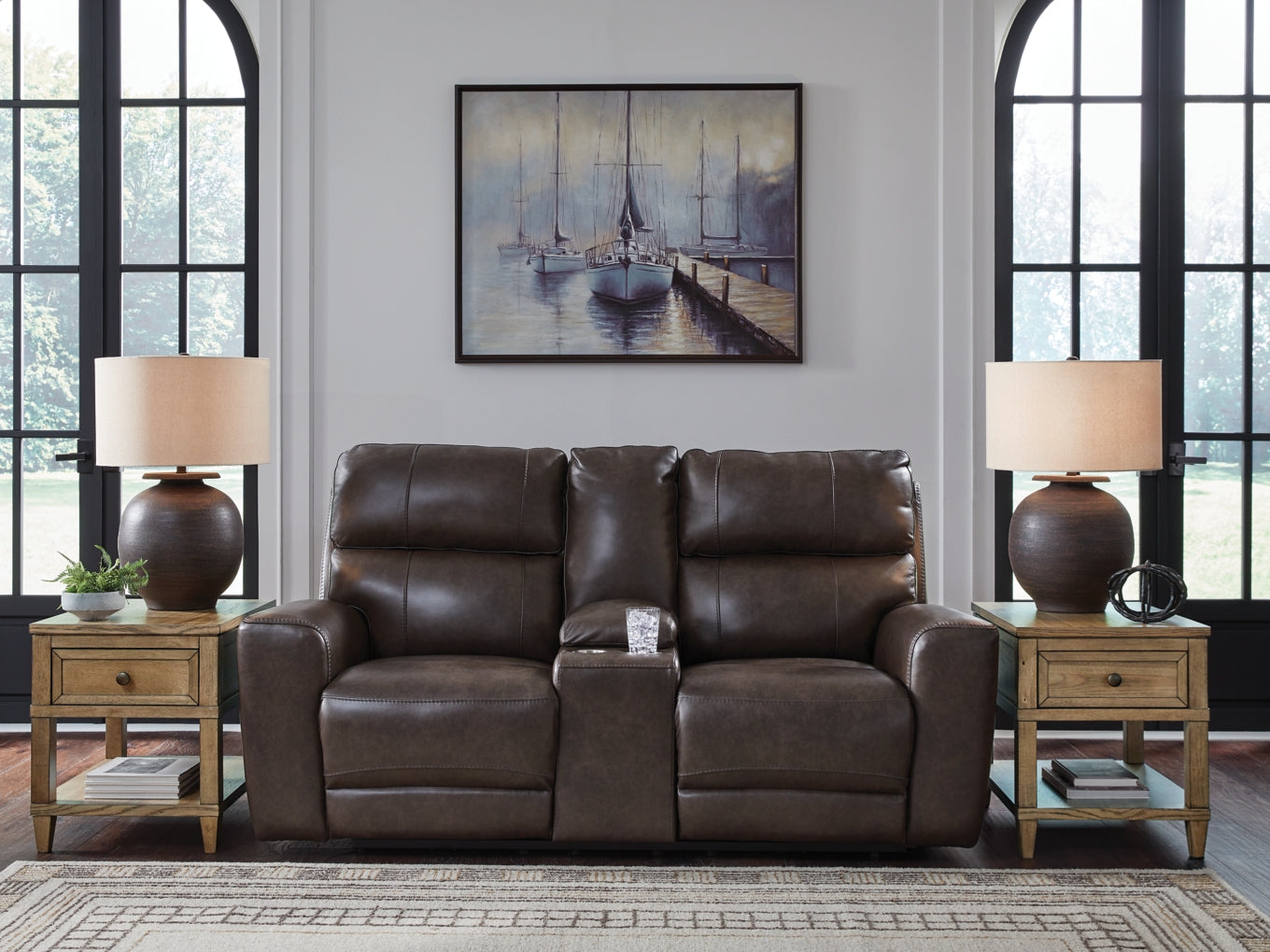 Beadel Power Reclining Loveseat/Console/Adjustable Headrest